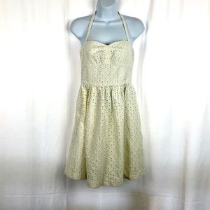 J.Crew Cotton eyelet lace halter mini dress 2
